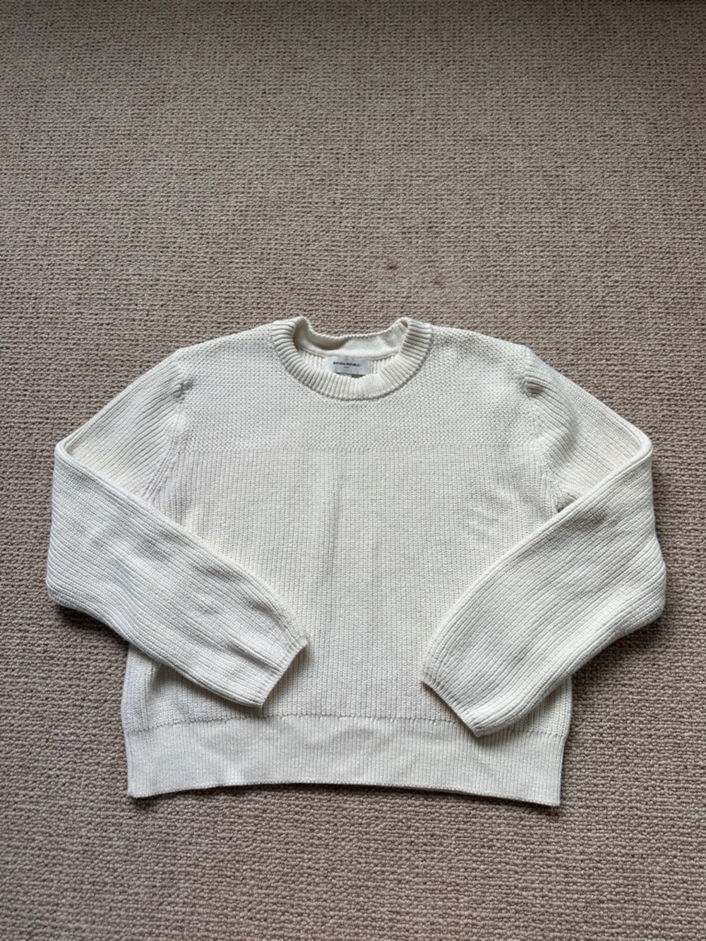 Banana Republic Cream Ribbed Crewneck Sweater